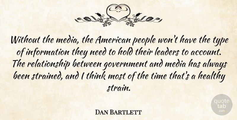 Dan Bartlett Quote About Government, Healthy, Hold, Information, Leaders: Without The Media The American...