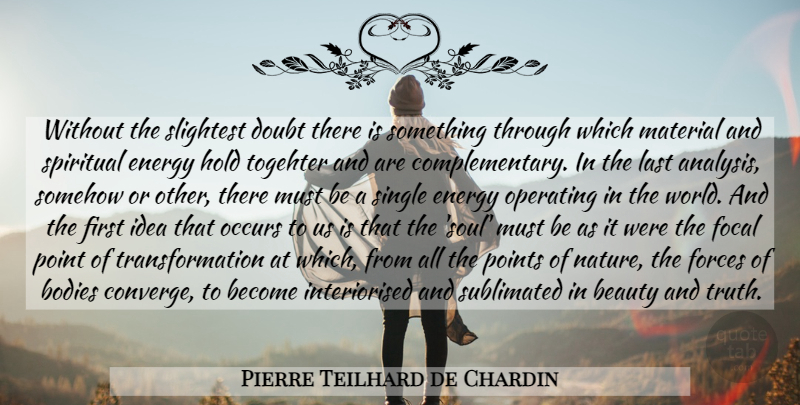 Pierre Teilhard de Chardin Quote About Spiritual, Ideas, Soul: Without The Slightest Doubt There...