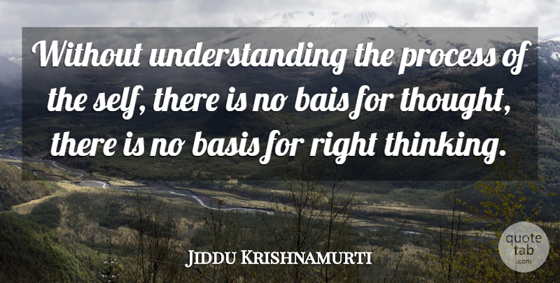 Jiddu Krishnamurti Quote About Thinking, Self, Understanding: Without Understanding The Process Of...