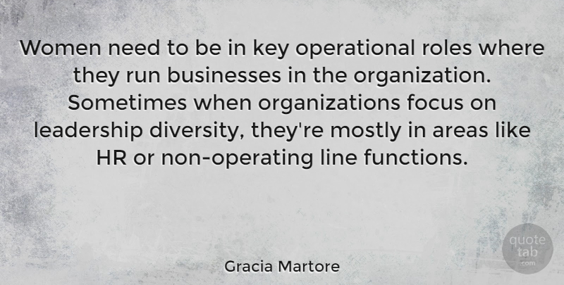 Gracia Martore Quote About Running, Organization, Keys: Women Need To Be In...
