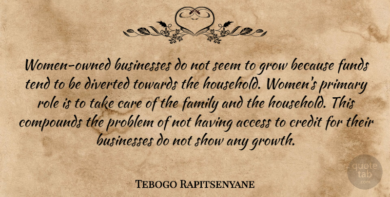 Tebogo Rapitsenyane Quote About Access, Businesses, Care, Credit, Family: Women Owned Businesses Do Not...