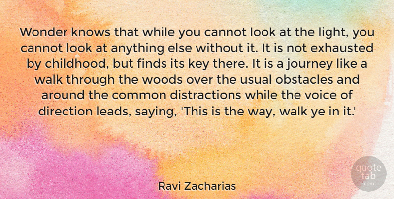 Ravi Zacharias Quote About Journey, Keys, Light: Wonder Knows That While You...