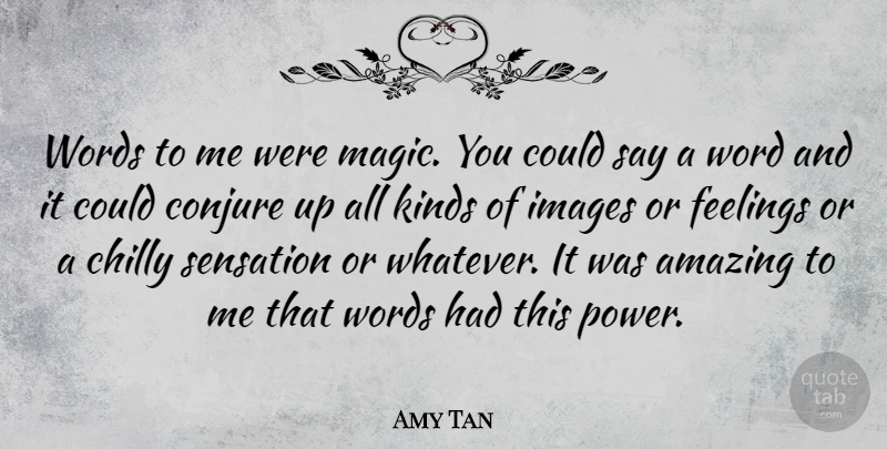 Amy Tan Quote About Feelings, Magic, Kind: Words To Me Were Magic...