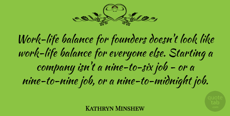 Kathryn Minshew Quote About Founders, Job: Work Life Balance For Founders...