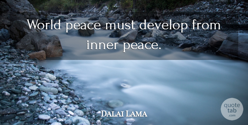 Dalai Lama Quote About Inner Peace, World, Human Compassion: World Peace Must Develop From...