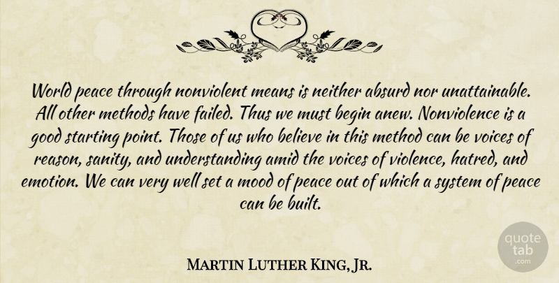 Martin Luther King, Jr. Quote About Peace, War, Believe: World Peace Through Nonviolent Means...