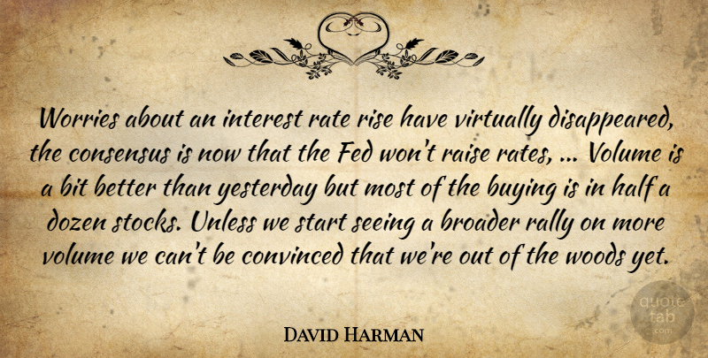 David Harman Quote About Bit, Broader, Buying, Consensus, Convinced: Worries About An Interest Rate...