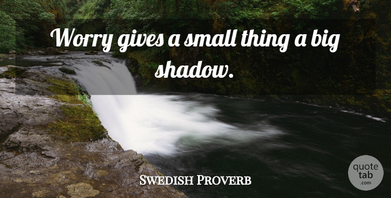Swedish Proverb Quote About Gives, Proverbs, Small, Worry: Worry Gives A Small Thing...