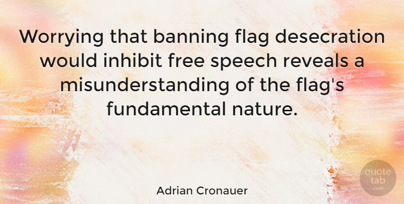 Adrian Cronauer Quote About Worry, Fundamentals, Speech: Worrying That Banning Flag Desecration...