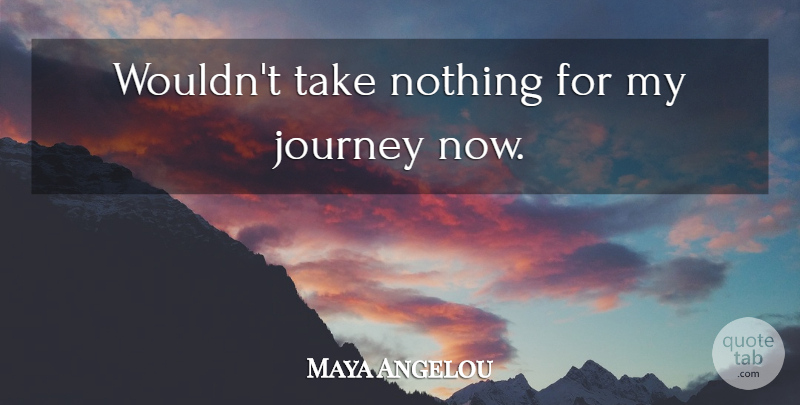 Maya Angelou Quote About Inspirational Life, Journey, My Journey: Wouldnt Take Nothing For My...