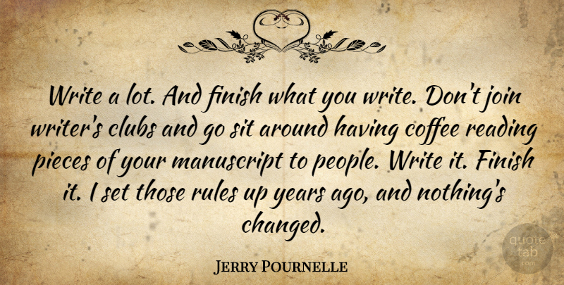 Jerry Pournelle Quote About Coffee, Reading, Writing: Write A Lot And Finish...