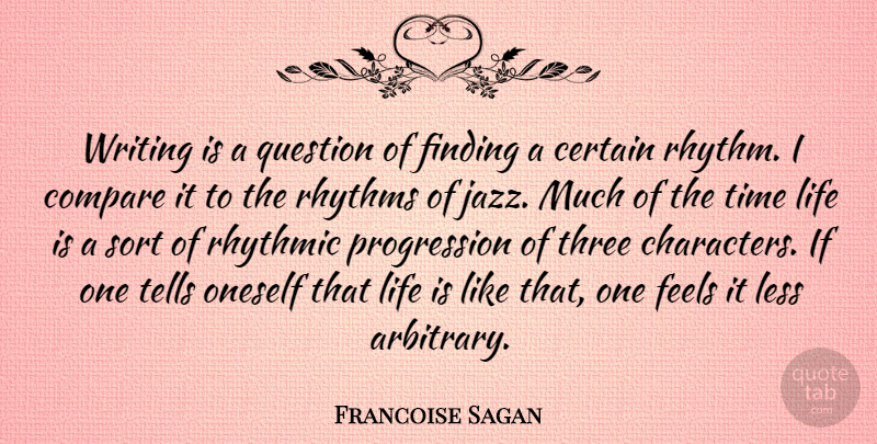 Francoise Sagan Quote About Character, Writing, Finding The One: Writing Is A Question Of...