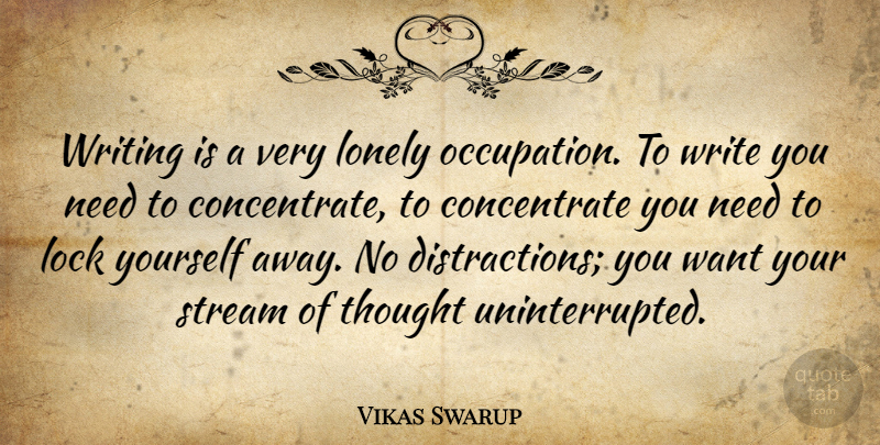 Vikas Swarup Quote About undefined: Writing Is A Very Lonely...