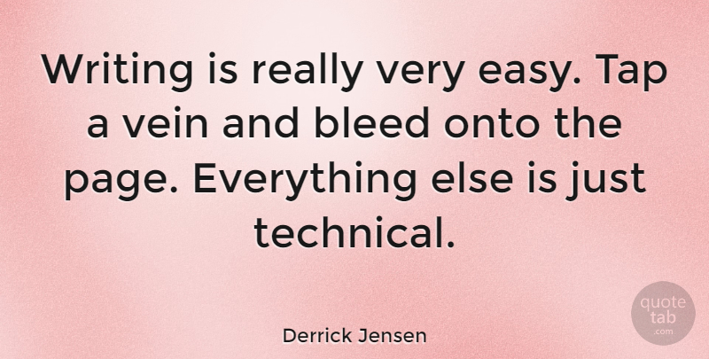 Derrick Jensen Quote About Writing, Veins, Pages: Writing Is Really Very Easy...