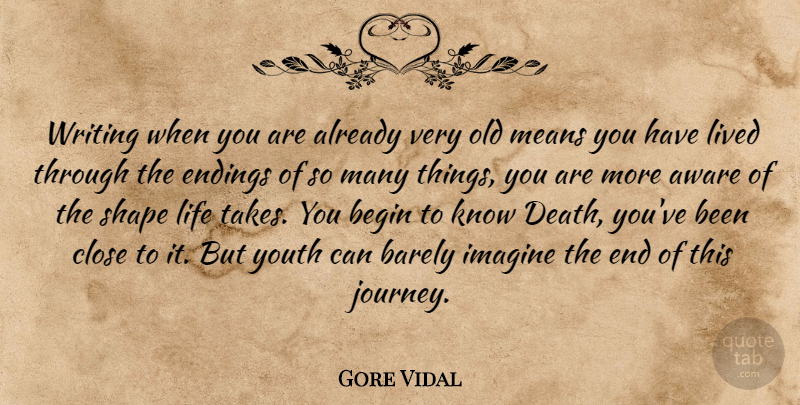 Gore Vidal Quote About Mean, Writing, Journey: Writing When You Are Already...
