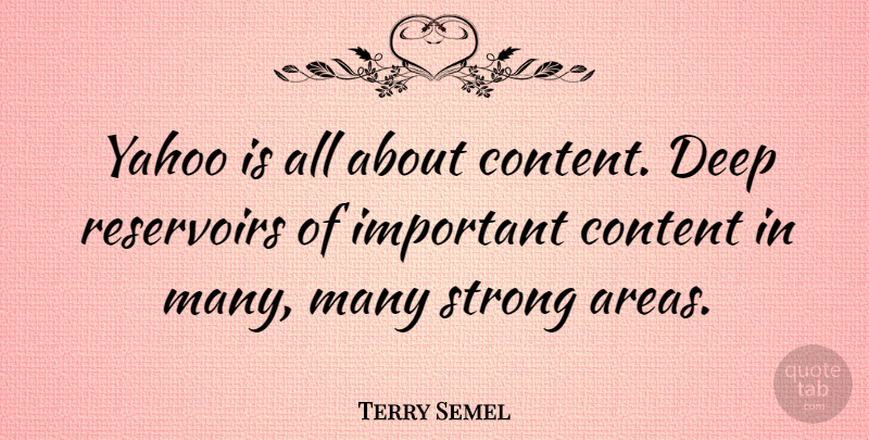 Terry Semel Quote About Strong, Important, Reservoirs: Yahoo Is All About Content...