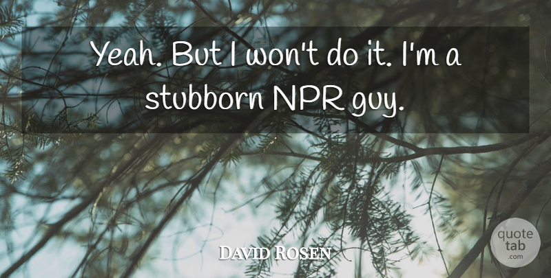David Rosen Quote About Npr, Stubborn: Yeah But I Wont Do...