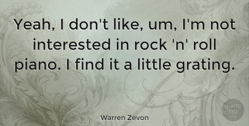 Warren Zevon Quote About Piano, Rocks, Littles: Yeah I Dont Like Um...