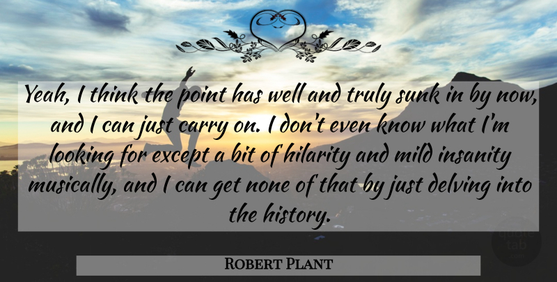 Robert Plant Quote About Thinking, Insanity, Hilarity: Yeah I Think The Point...