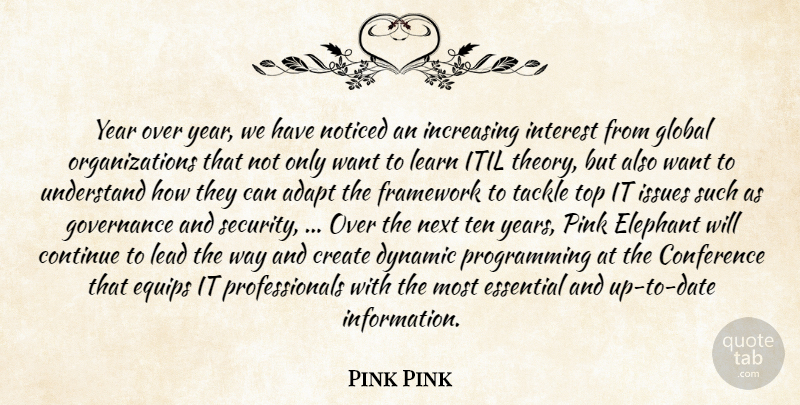Pink Pink Quote About Adapt, Conference, Continue, Create, Dynamic: Year Over Year We Have...