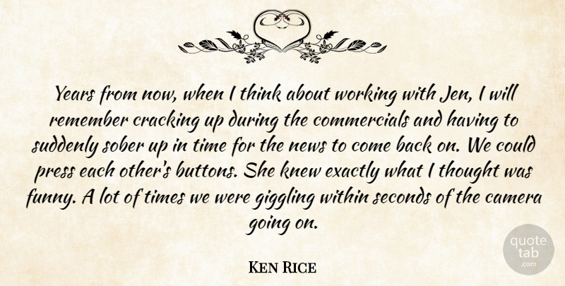 Ken Rice Quote About Camera, Cracking, Exactly, Knew, News: Years From Now When I...