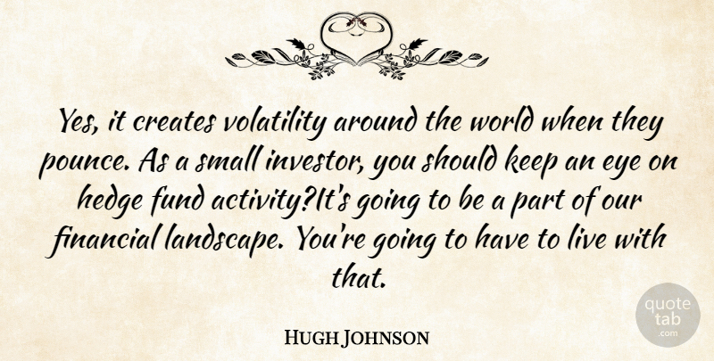 Hugh Johnson Quote About Creates, Eye, Financial, Fund, Small: Yes It Creates Volatility Around...
