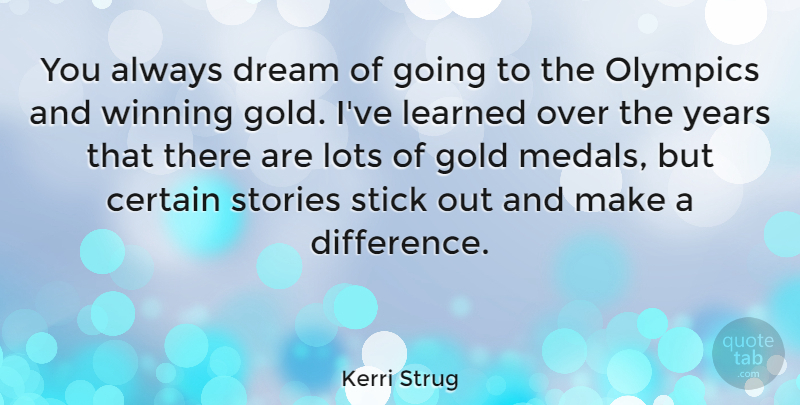 Kerri Strug Quote About Certain, Learned, Lots, Olympics, Stick: You Always Dream Of Going...