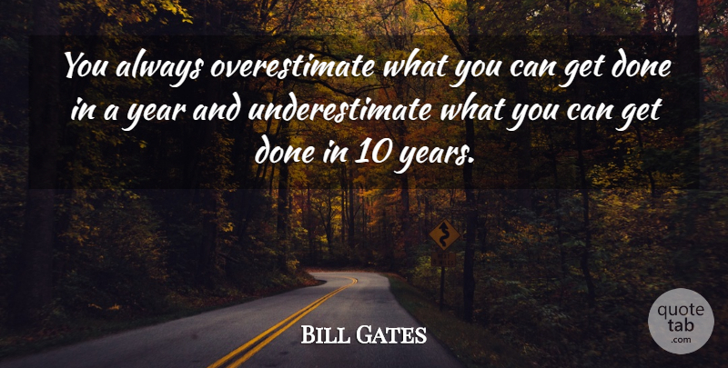 Bill Gates Quote About Years, Done, Underestimate: You Always Overestimate What You...
