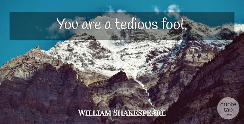 William Shakespeare Quote About Sassy, Fool, Tedious: You Are A Tedious Fool...