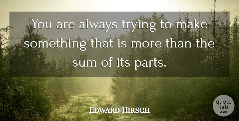 Edward Hirsch Quote About Trying: You Are Always Trying To...