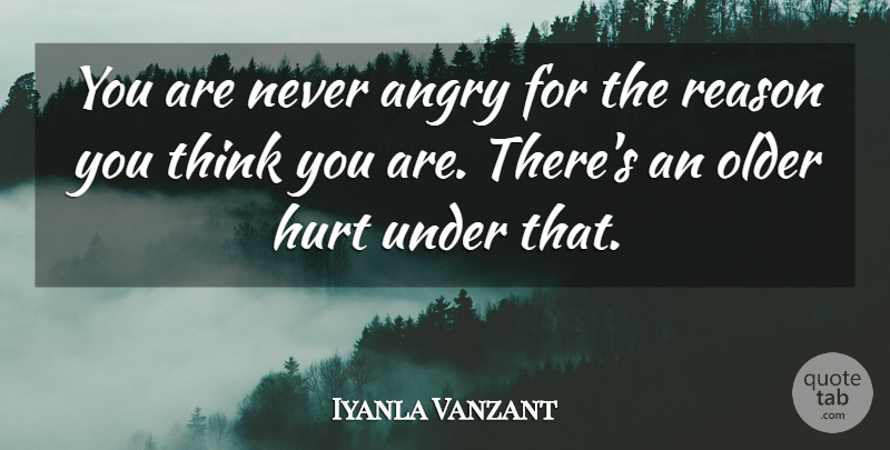 Iyanla Vanzant Quote About Hurt, Thinking, Reason: You Are Never Angry For...