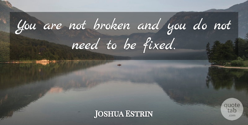 Joshua Estrin Quote About Broken: You Are Not Broken And...