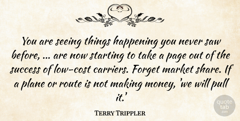 Terry Trippler Quote About Forget, Happening, Market, Page, Plane: You Are Seeing Things Happening...