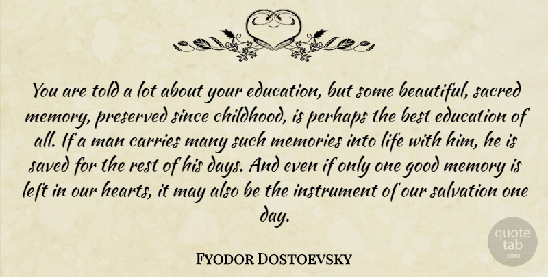 Fyodor Dostoevsky Quote About Life, Beautiful, Memories: You Are Told A Lot...
