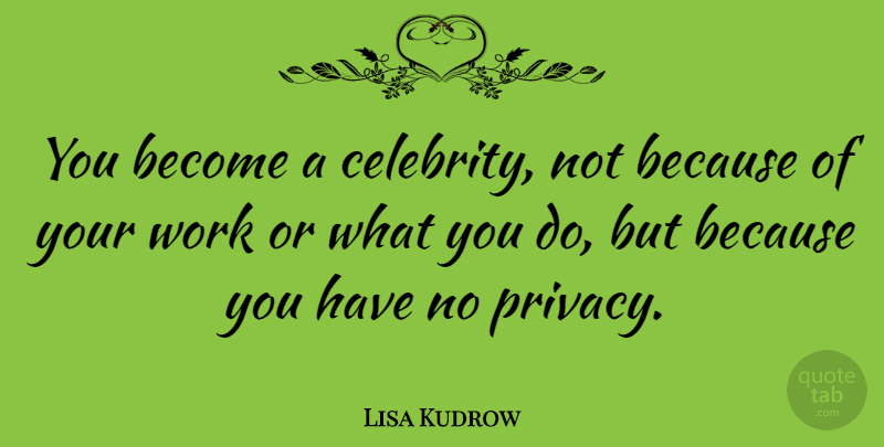Lisa Kudrow Quote About Privacy: You Become A Celebrity Not...