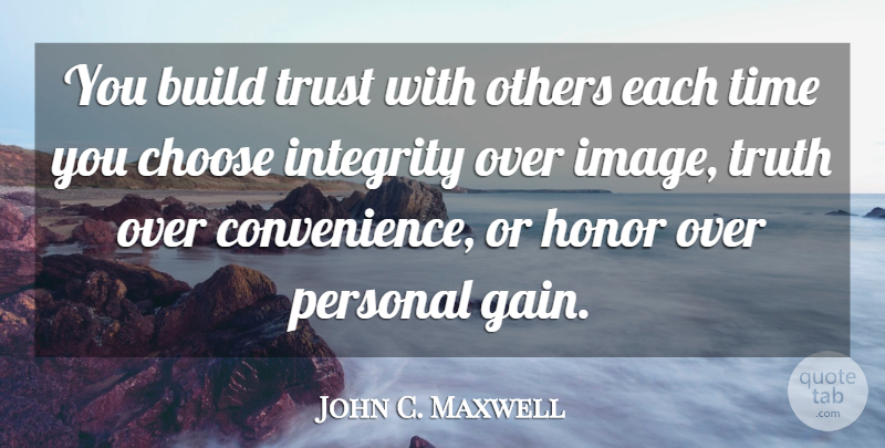 John C. Maxwell Quote About Integrity, Inspiration, Honor: You Build Trust With Others...
