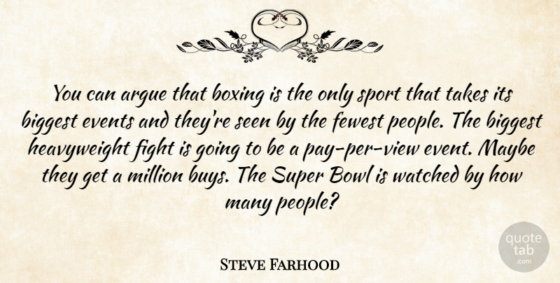 Steve Farhood Quote About Argue, Biggest, Bowl, Boxing, Events: You Can Argue That Boxing...