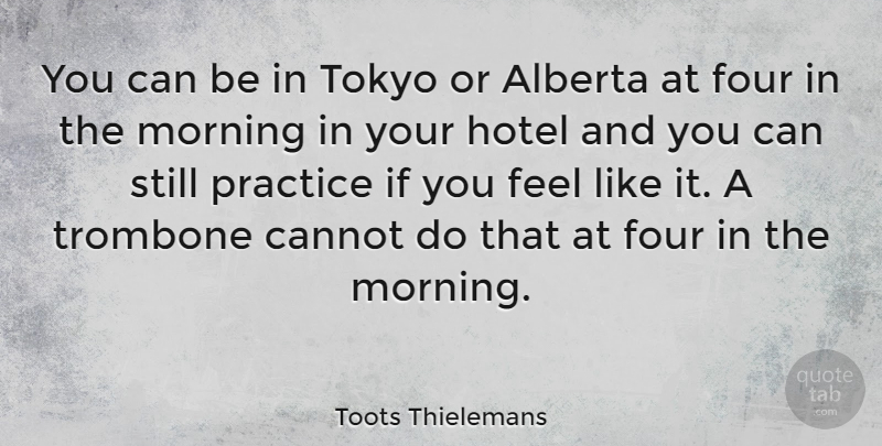 Toots Thielemans Quote About Morning, Practice, Four: You Can Be In Tokyo...