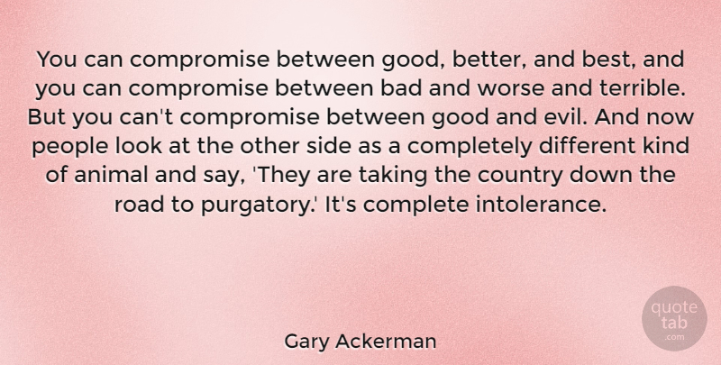 Gary Ackerman Quote About Country, Animal, Evil: You Can Compromise Between Good...