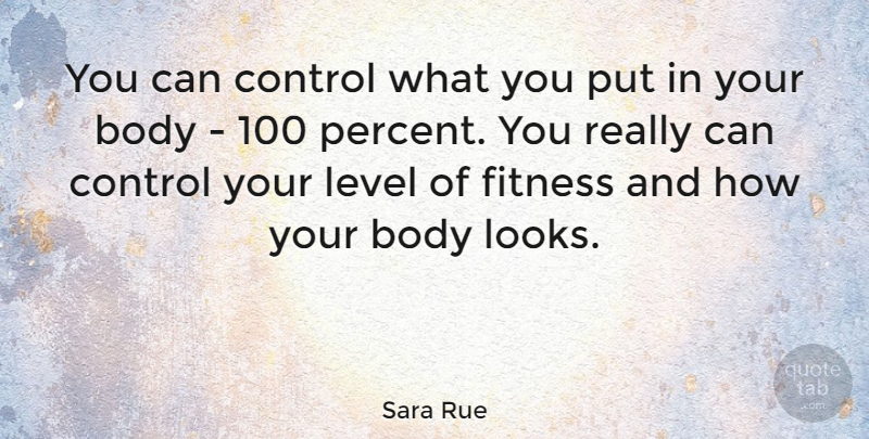 Sara Rue Quote About Levels, Body, Looks: You Can Control What You...