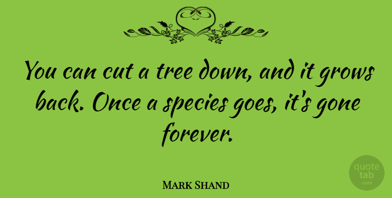 Mark Shand Quote About Cut, Grows, Species: You Can Cut A Tree...