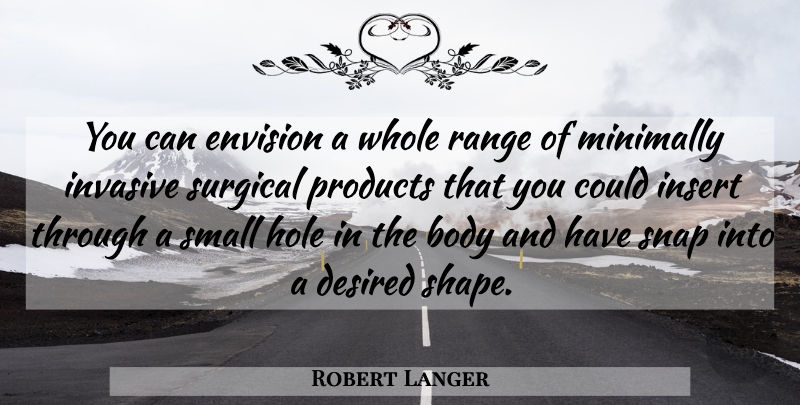 Robert Langer Quote About Body, Desired, Envision, Hole, Products: You Can Envision A Whole...