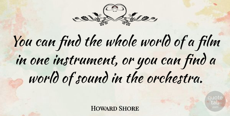Howard Shore Quote About World, Orchestra, Sound: You Can Find The Whole...