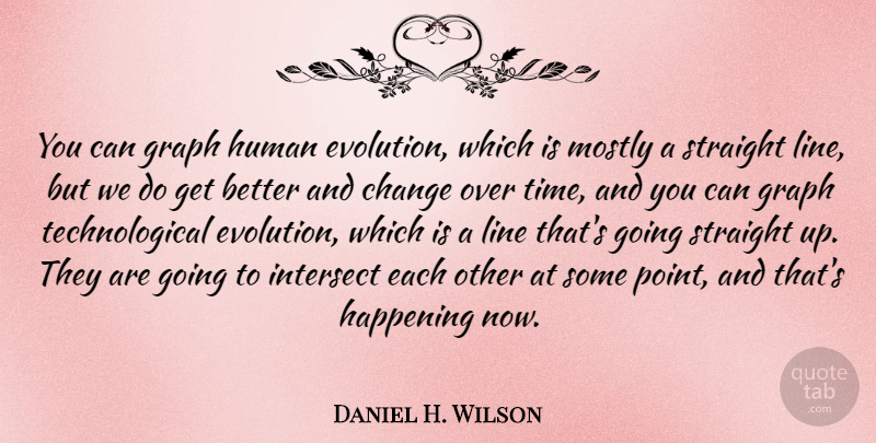 Daniel H. Wilson Quote About Change, Graph, Happening, Human, Line: You Can Graph Human Evolution...