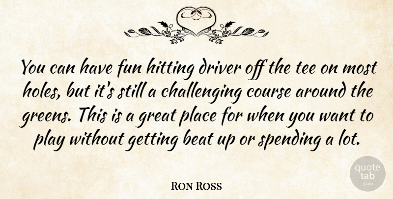 Ron Ross Quote About Beat, Course, Driver, Fun, Great: You Can Have Fun Hitting...