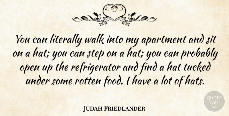 Judah Friedlander Quote About Apartment, Food, Hat, Literally, Open: You Can Literally Walk Into...
