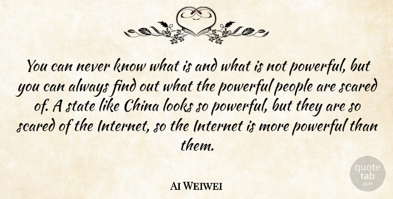 Ai Weiwei Quote About Powerful, People, Looks: You Can Never Know What...