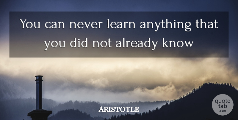Aristotle Quote About Happiness, Knows: You Can Never Learn Anything...
