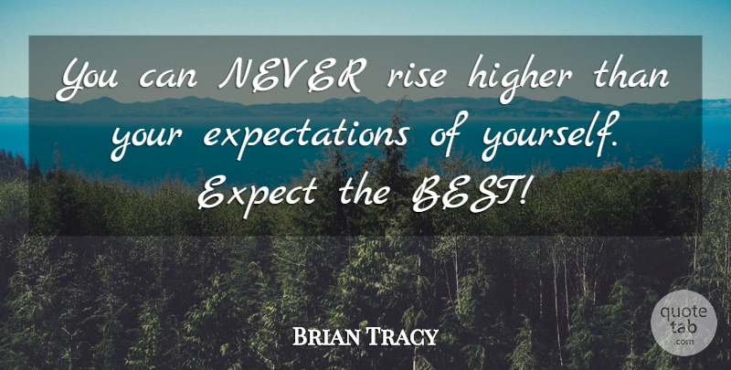 Brian Tracy Quote About Expectations, Expectations Of Yourself, Higher: You Can Never Rise Higher...