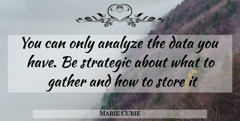 Marie Curie Quote About Data, Stores, Strategic: You Can Only Analyze The...